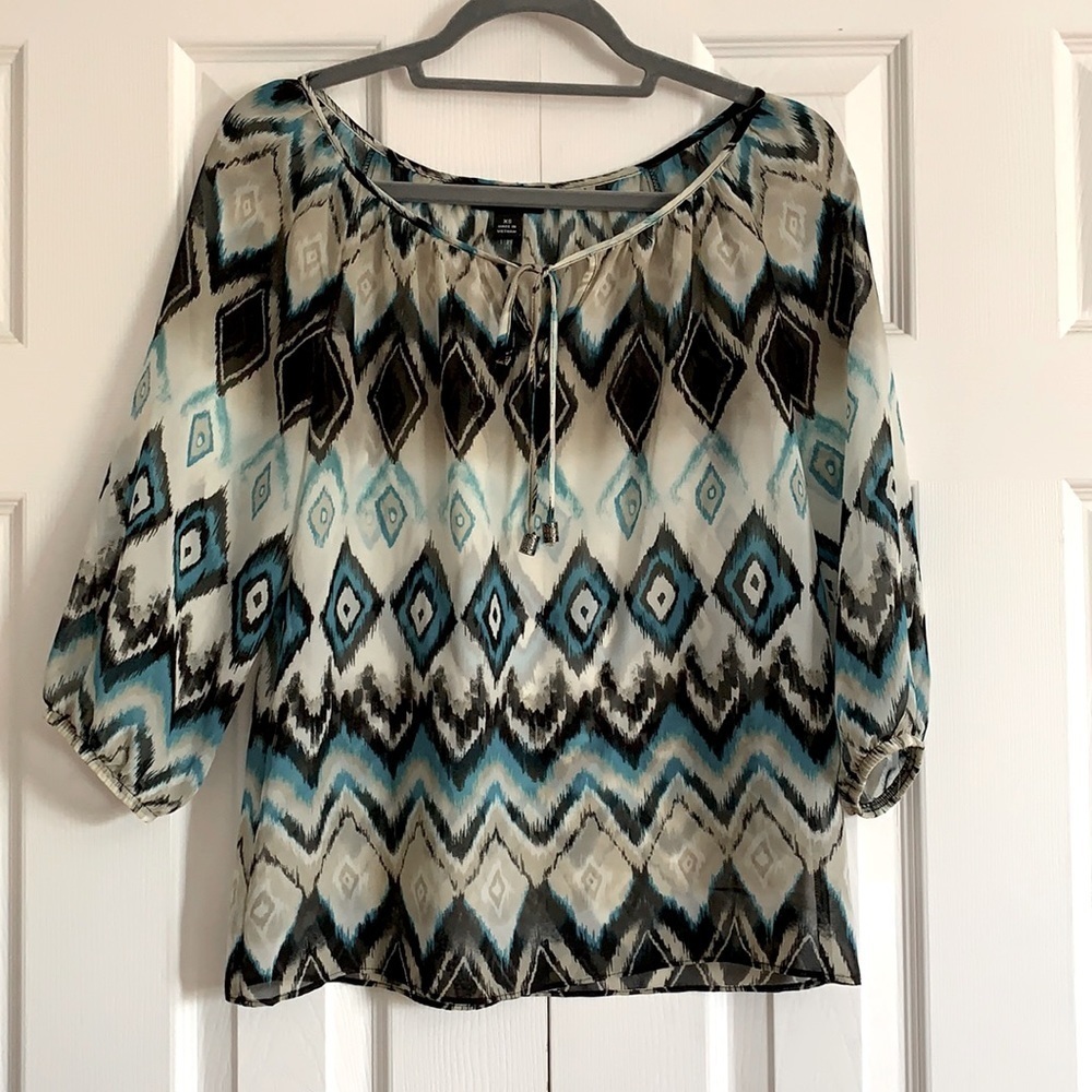 🌳Geometric Turquoise Blouse
